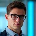 Portrait of a male software engineer wearing glasses, looking confident and engaged.