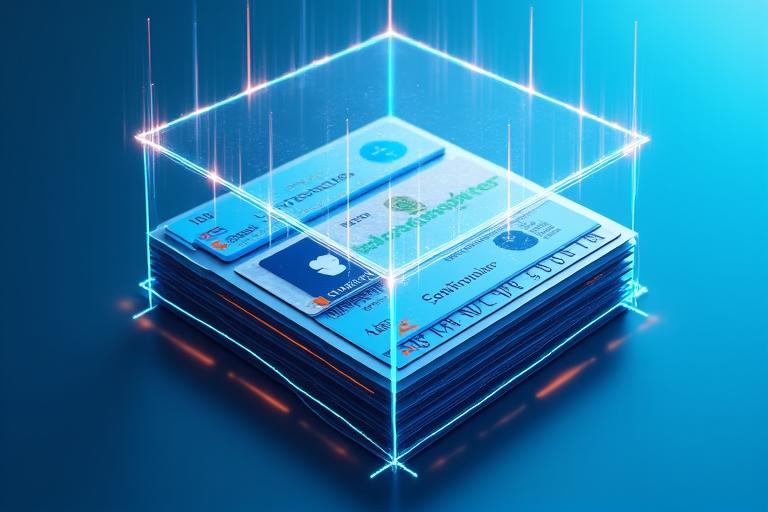 A collection of digital identity documents such as driver's licenses, passports, and ID cards, securely stored within a glowing digital vault, highlighting safe keeping.
