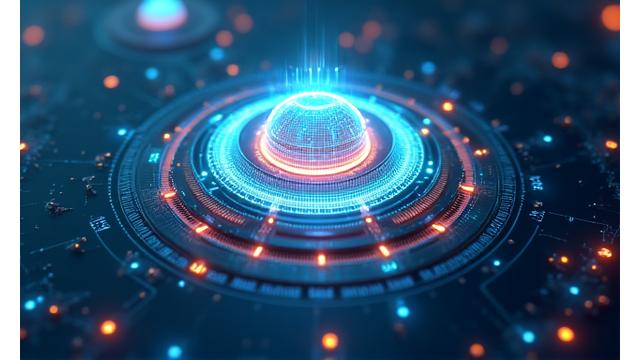 Visualization of strong digital security with glowing protective layers around a vault icon, representing AES 256-bit encryption and zero-knowledge architecture.